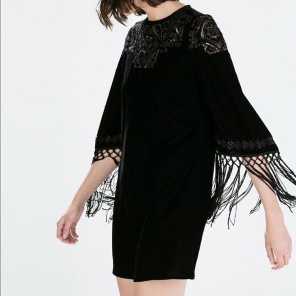 velvet fringe dress